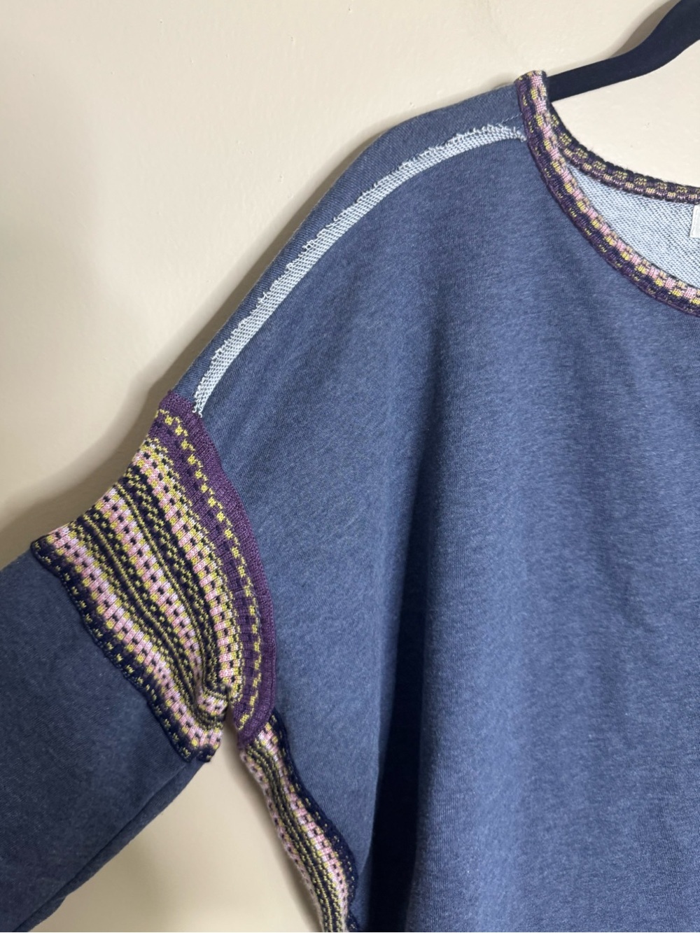 Natural Life Knit Trim Oversized Cotton Sweatshirt Boho Earthy Ecocore Large S/M - Picture 4 of 8